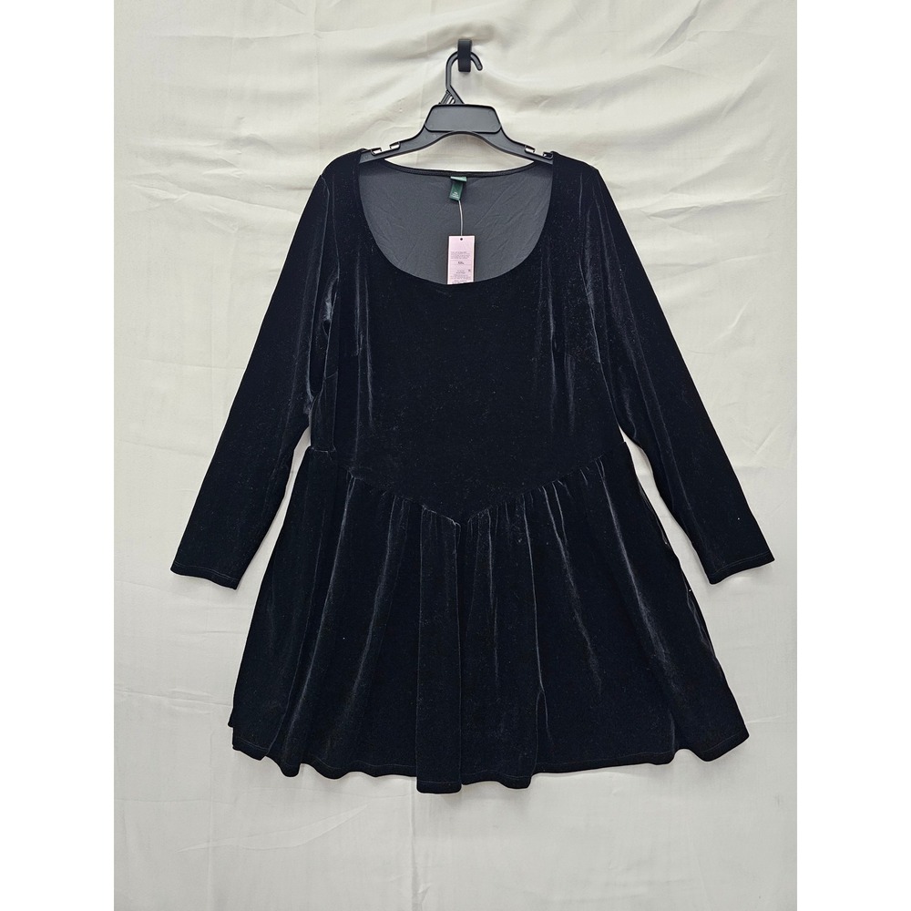 Wild Fable Womens Babydoll Velvet Dress Black Polyester Blend Casual Size XXL